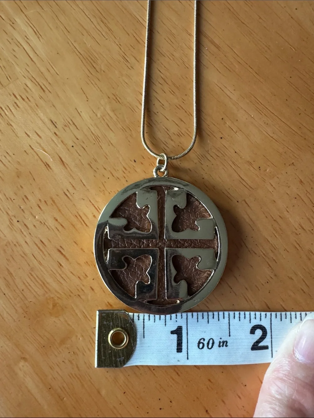 Tory Burch Gold Tone Logo Medallion Pendant